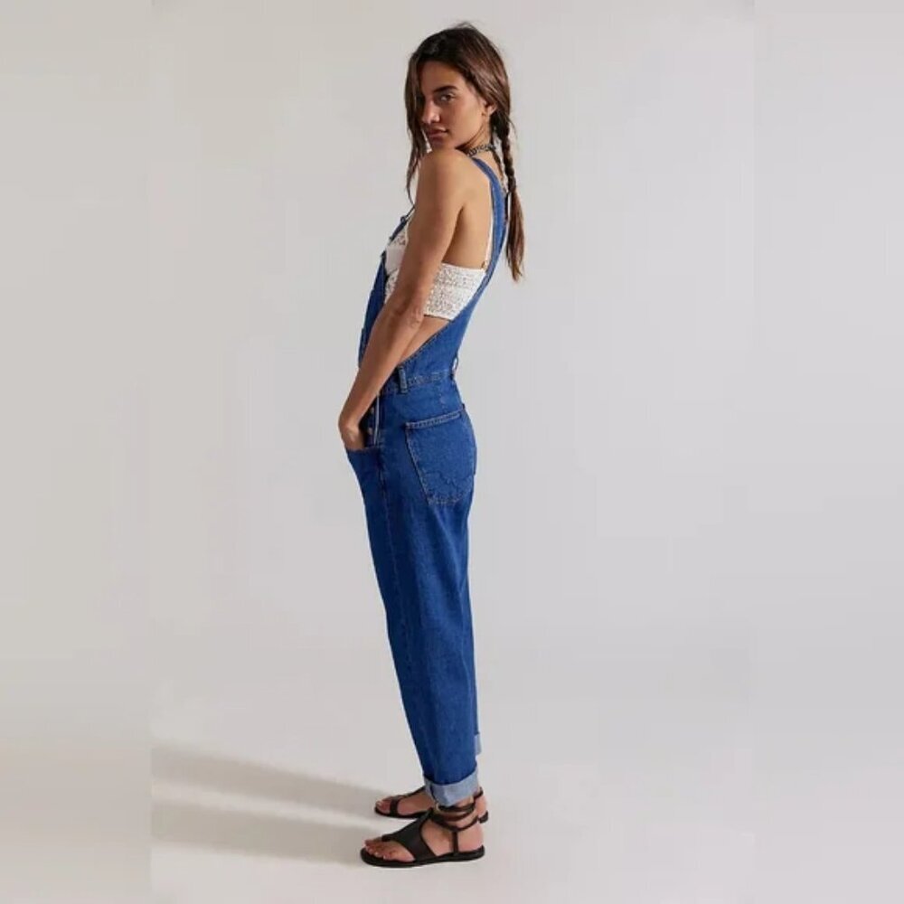 Free People Blue Denim Women's Overalls - Picture 3 of 8
